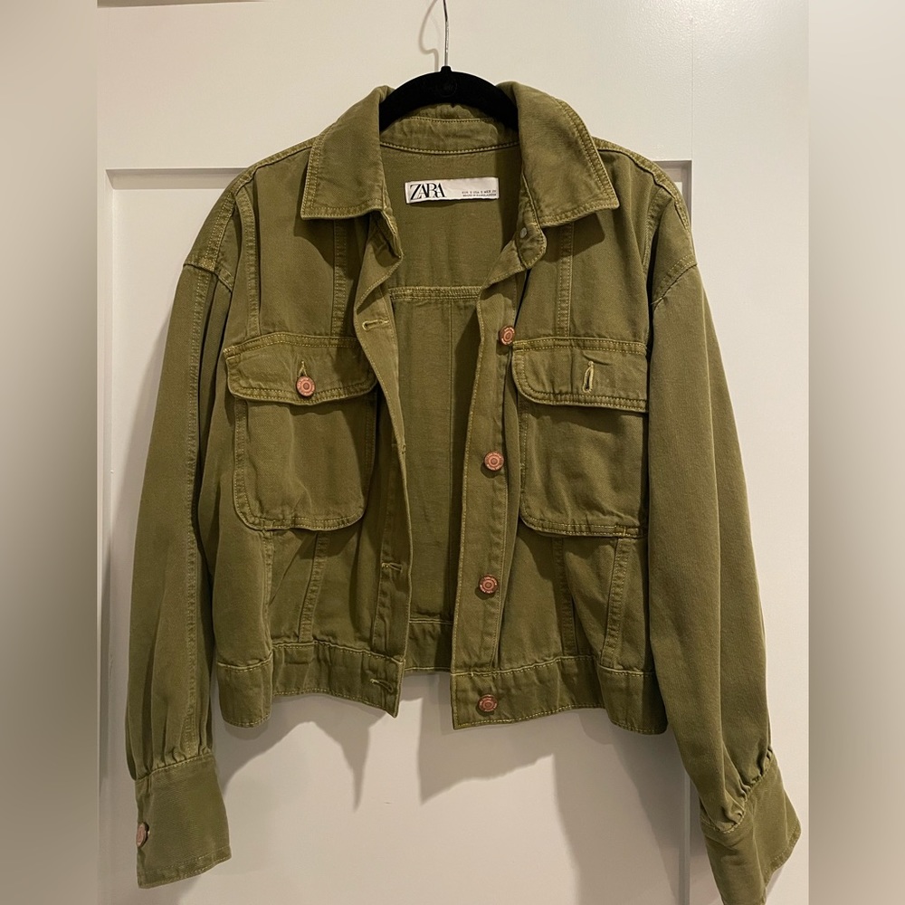Zara Olive Jacket with Gold Buttons